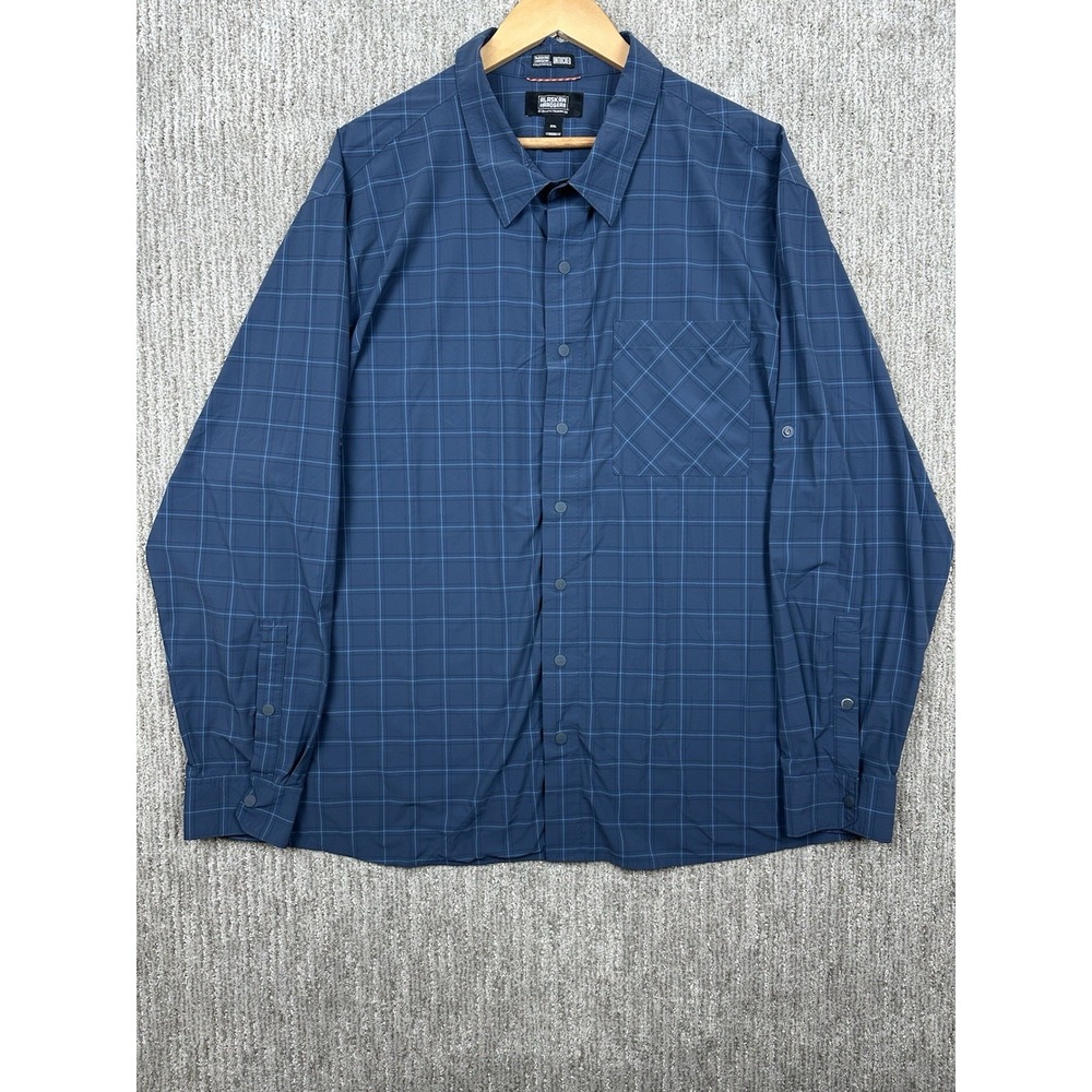 Alaskan Hardgear Duluth Trading Untucked Shirt Mens 2XL Blue Plaid Snap Button